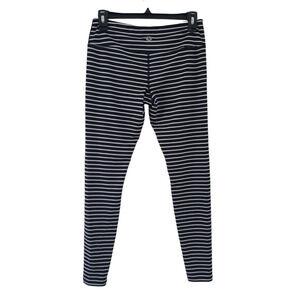 Scorpio Sol Leggings Small Black White Striped High Waist Stretch Athletic Pants